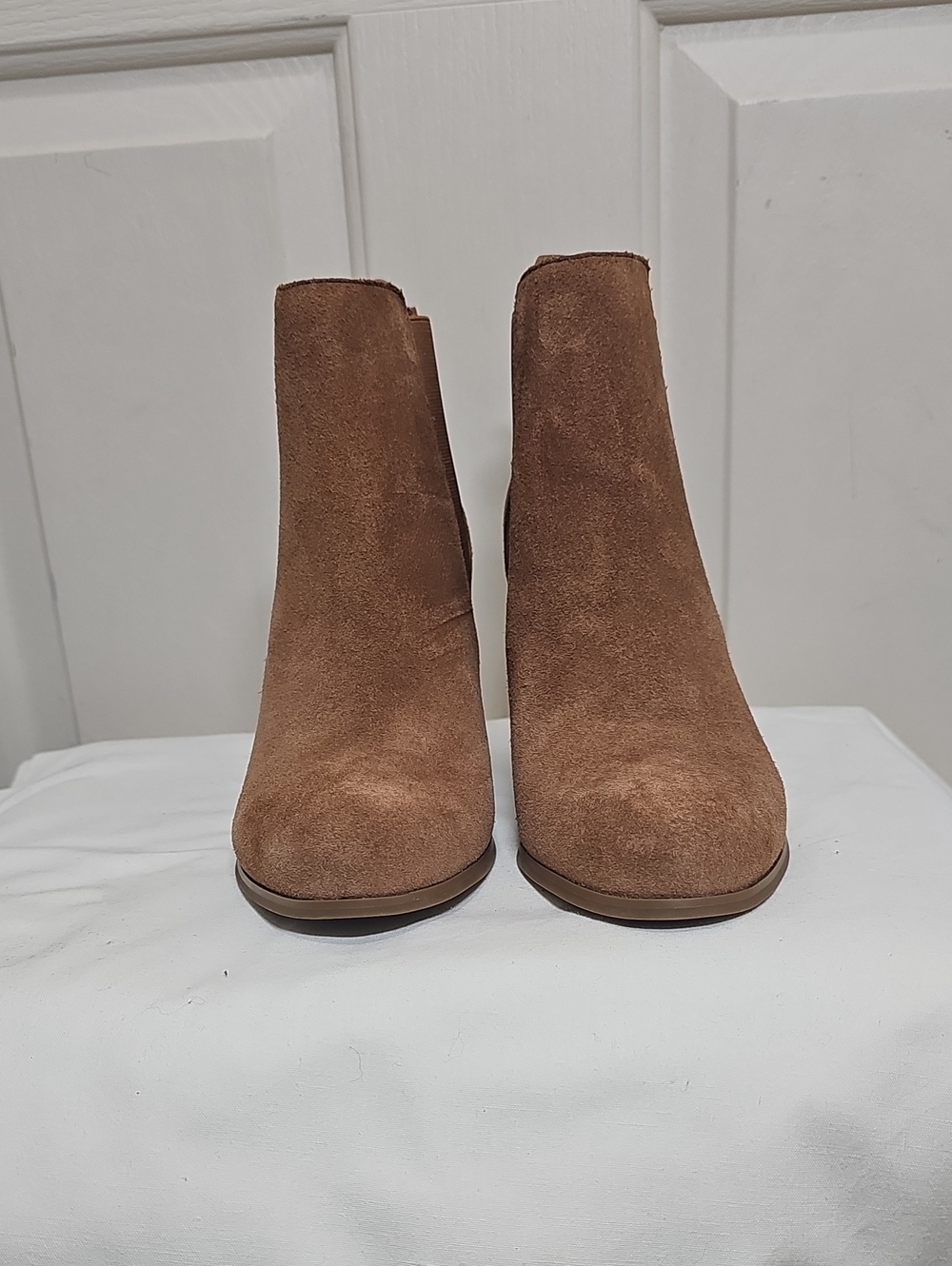 Michael Kors Lotti Suede Block Heel Ankle Booties - Brown - Picture 4 of 13